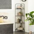 thumbnail image 3 of DecMode 18" x 51" Black Metal Indoor Outdoor Tall Folding 4 Shelves Bakers Rack, 1-Piece, 3 of 10