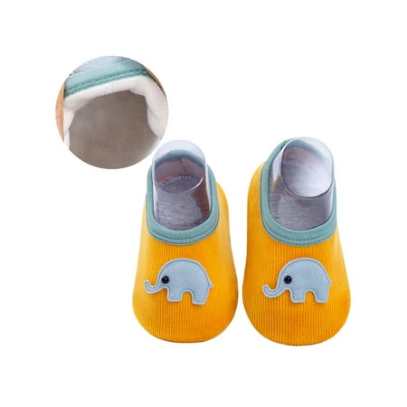 

Wazshop Baby Sock Shoes Non-Slip Floor Slippers First Walker Socks Comfort Soft Sole Slipper Toddler Prewalker Breathable Yellow Warm Lined 8C