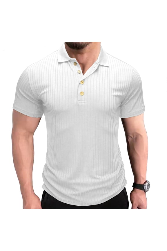 Men's Polo Shirts Short Sleeve Golf Regular Fit Casual Workout Tactical Shirt Athletic Tennis Fishing V Neck Stretch Lightweight Sports Tops with Collar White X-Large