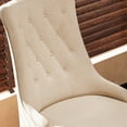 thumbnail image 6 of AFO Wing Back Dining Chairs Set of 2, Button Tufted Fabric Kitchen Chairs with Solid Rubberwood Legs, Upholstered High Back Side Chair, Beige, 6 of 8