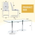 thumbnail image 5 of Hi loPres 71" Luxury Glass Dining Table with 6 White Cantilever Chairs, Modern 6-Person Gathering Center with Silver Pedestal for Chic Dining Room, 5 of 10