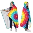 thumbnail image 2 of Wearable Blanket,Rainbow Tie Dye Circular Pattern Hooded Wearable Sherpa Blanket for Adults & Teens,Winter Poncho Shawl Wrap Cape Thick Warm,60"x80", 2 of 5