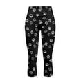 thumbnail image 4 of SCRAWLGOD Paws Print Black Women's Capri Yoga Pants with Pockets High Waisted Legging, Active Breathable Yoga Pants with Tummy Control for Workout Running Gym, XXL, 4 of 7