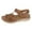 Brown, variant on Muffin Faux Leather Round Toe Black Platform Straw Mesh Wedge Casual Sandals