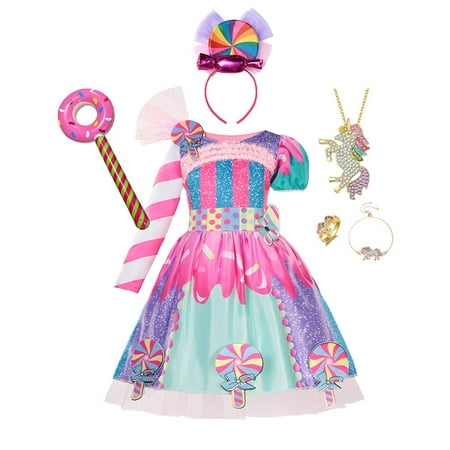 Princesse bonbons robe pour fille sucette Prium carnaval fête vêtements  enfants Cosplay fantaisie arc-en-ciel licorne Costume tenues 3-10Y