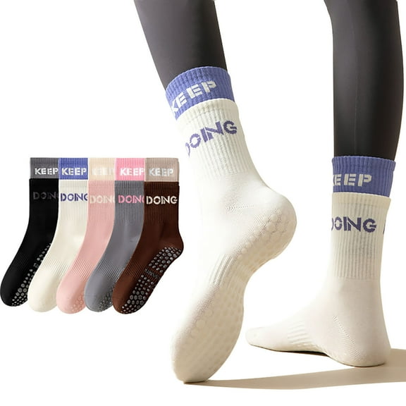 EasyMart 5 Pack Pilates Socks For Women,Non-slip Yoga Athletic Socks for Barre Ballet Barefoot Workout