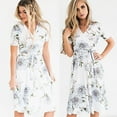 thumbnail image 3 of Fortune Robe d'Été Bohème à Fleurs pour Femme, Col en V, Ample, Ceinturée, Midi, 3 of 4