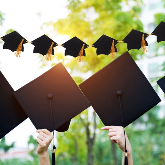 ROSENICE Black Graduation Banner 1Pack for Graduation Season and Party Supplies in Cap Shape and Thick Cardboard