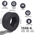 thumbnail image 3 of Towallmark Lawn Mower Tire & Tractor Turf Tire & Garden Tire, Four-Ply Rated, Non-Directional, Tubeless Tire - 15x6.00-6 Lawn Mower Tire & Tractor Turf Tire & Garden Tire, 3 of 5