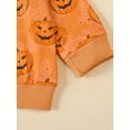 thumbnail image 5 of Toddler Baby Girl Halloween Outfits Pumpkin Long Sleeve Sweatshirts Jogger Pants Headband 3Pcs Fall Clothes Set 3M-3T, 5 of 8