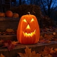 thumbnail image 5 of LED Light Up Jack O Lantern Pumpkin,Realistic Battery Operated Halloween Tabletop Decor,Glowing Ornament for Home,Bar,Party,Mall Display, 5 of 6