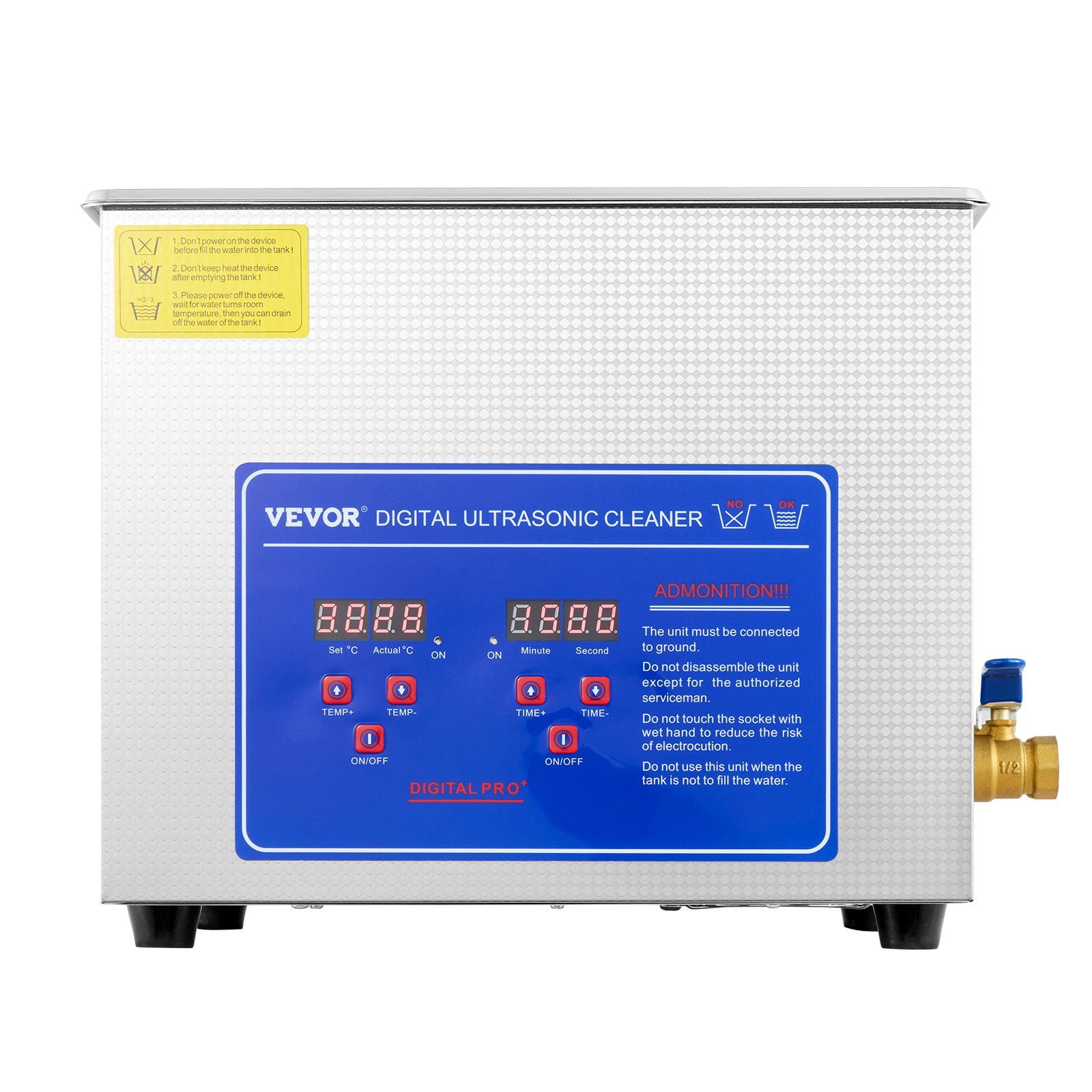 HCY Professional Ultrasonic Cleaner 10L/2.5 Gal, Easy to Use with Digital Timer & Heater, Stainless Steel Industrial Machine for Jewelry Dentures Small Parts, 110V, FCC/CE/RoHS Certified