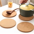 thumbnail image 2 of Cork Coasters Desktop Non-slip Round Coasters Cork Heat Insulating Mat Tea Coasters Log Wind Cutlery Mat Kitchen Table Supplies (1C), 2 of 7