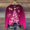 thumbnail image 4 of Cárdigan informal de cuello redondo para mujer, estampado navideño, manga larga, jersey de punto de poliéster para mujer, 4 of 7