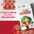 thumbnail image 3 of BioSwiss Bandages, Monkey Shaped Self Adhesive Bandage, Latex Free Sterile Wound Care, Fun First Aid Kit Supplies for Kids and Adults, 24 Count, 3 of 7