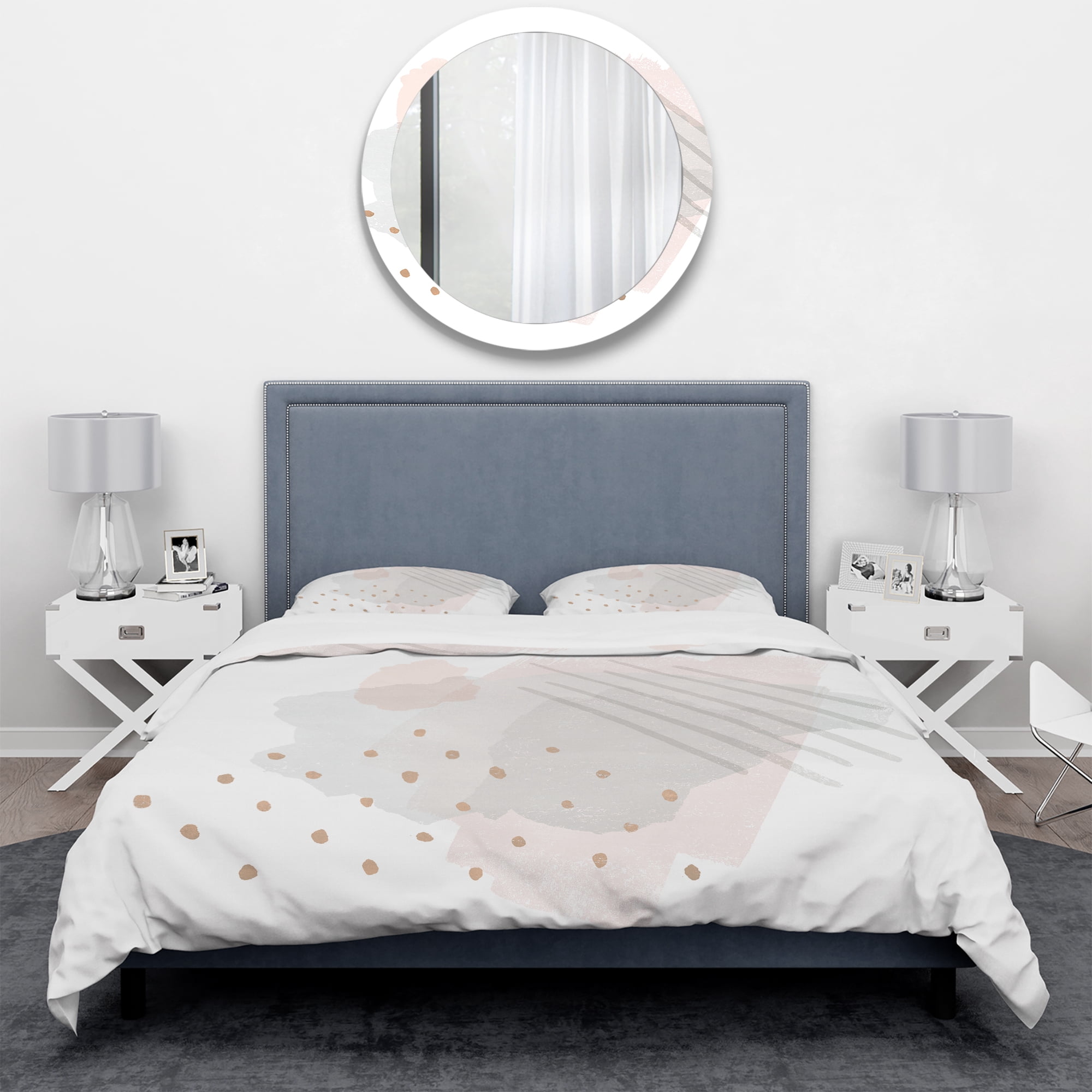 Designart 'Watercolor Minimal Blush I' Geometric Duvet Cover Set