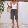 thumbnail image 6 of VBVC Women's Cotton Linen Drawstring Bermuda Shorts , Casual Knee Length Shorts For Women , Ladies' Summer Straight Leg Shorts with Pockets,Dark Gray,S-3XL, 6 of 9