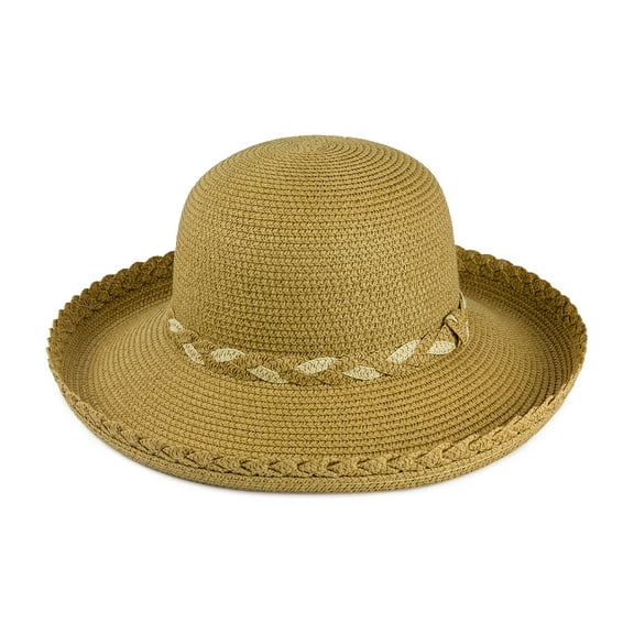 MAGID WOMEN'S STRAW KETTLE SUN HAT WITH BRAIDED BAND