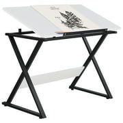Alden Design Drawing Board with Adjustable Split Top Tabletop, White/Black