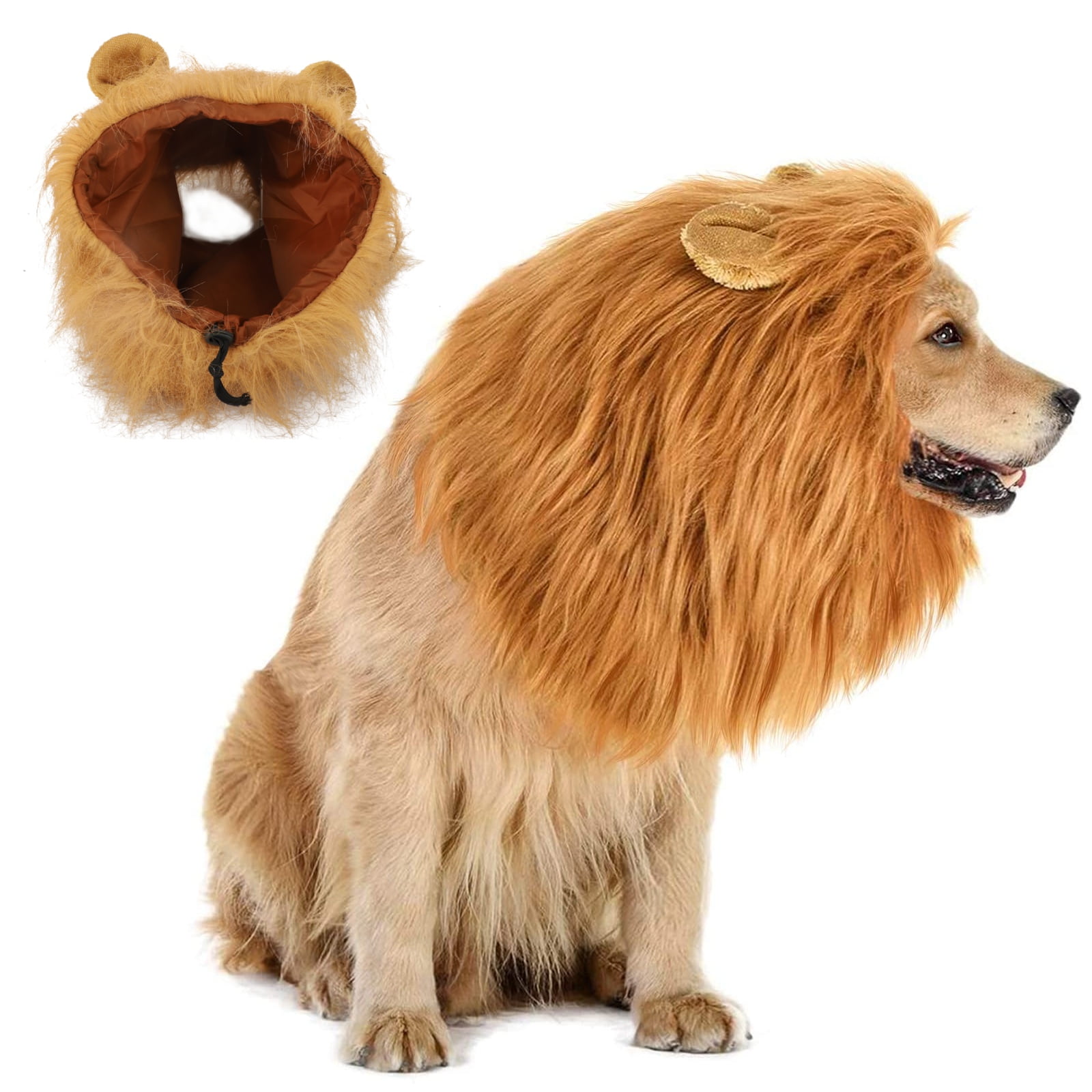 Dog Lion Mane, TSV Realistic Lion Wig with Ears for Dog Costume, Adjustable  Funny Lion Hair Dog Halloween Christmas Party Clothes for Medium to Large  Dog (Brown) 