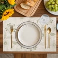 thumbnail image 4 of Green Spring Flowers Placemats Set of 12, Vintage Leaves Country Rustic Placemats for Dining Table, Place Mats for Kitchen Tabletop, Waterproof Wipeable Dining Table Mats Set, 4 of 9