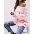 thumbnail image 6 of Women Off Shoulder Sweater Long Sleeve Knit Sweater Loose Pullover Jumper Tops Pink XL, 6 of 7