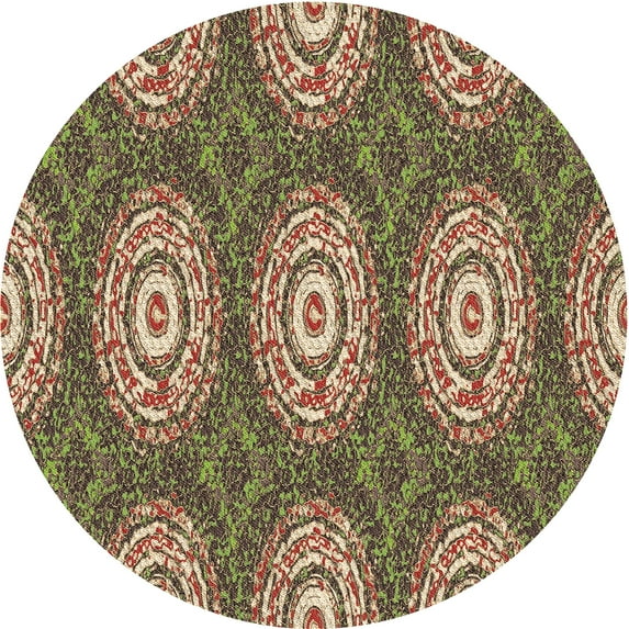 Ahgly Company Machine Washable Indoor Round Transitional Red Brown Area Rugs, 7' Round