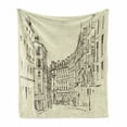 thumbnail image 1 of Paris Soft Flannel Fleece Blanket, Hand Drawn Buildings of France European Classic Architecture Design Urban Design, Cozy Plush for Indoor and Outdoor Use, 50" x 60", Black and Cream, by Ambesonne, 1 of 6