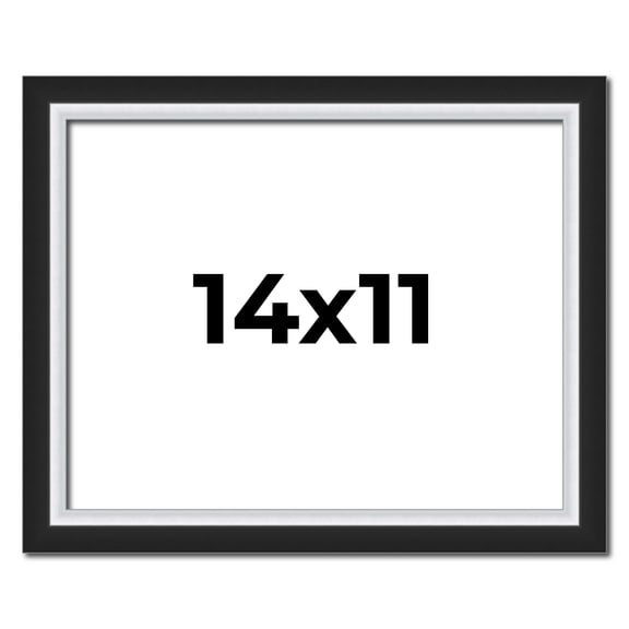14x11 Frame Black & Silver Solid Wood Picture Frame Width 1.25 Inches | Interior Depth 0.75 Inches