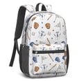 thumbnail image 2 of Baseballs and Jerseys White Pattern 17" Waterproof Oxford School Backpacks for Teens, S-Shape Padded Straps, for School, Travel, Hiking, Camping, 2 of 5