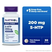 Natrol  Mood + Stress 5-HTP 200mg Time Release Tablets, 30 Count, 30 Day Supply