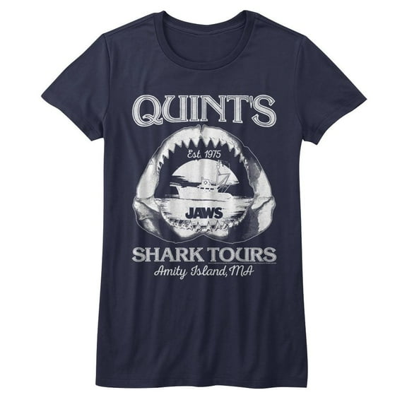 Jaws Shark Tours Navy Junior Women's T-Shirt