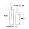 thumbnail image 3 of CosmoLiving by Cosmopolitan 2 Candle Silver Aluminum Metal Geometric Pillar Candle Holder, Set of 2, 3 of 8
