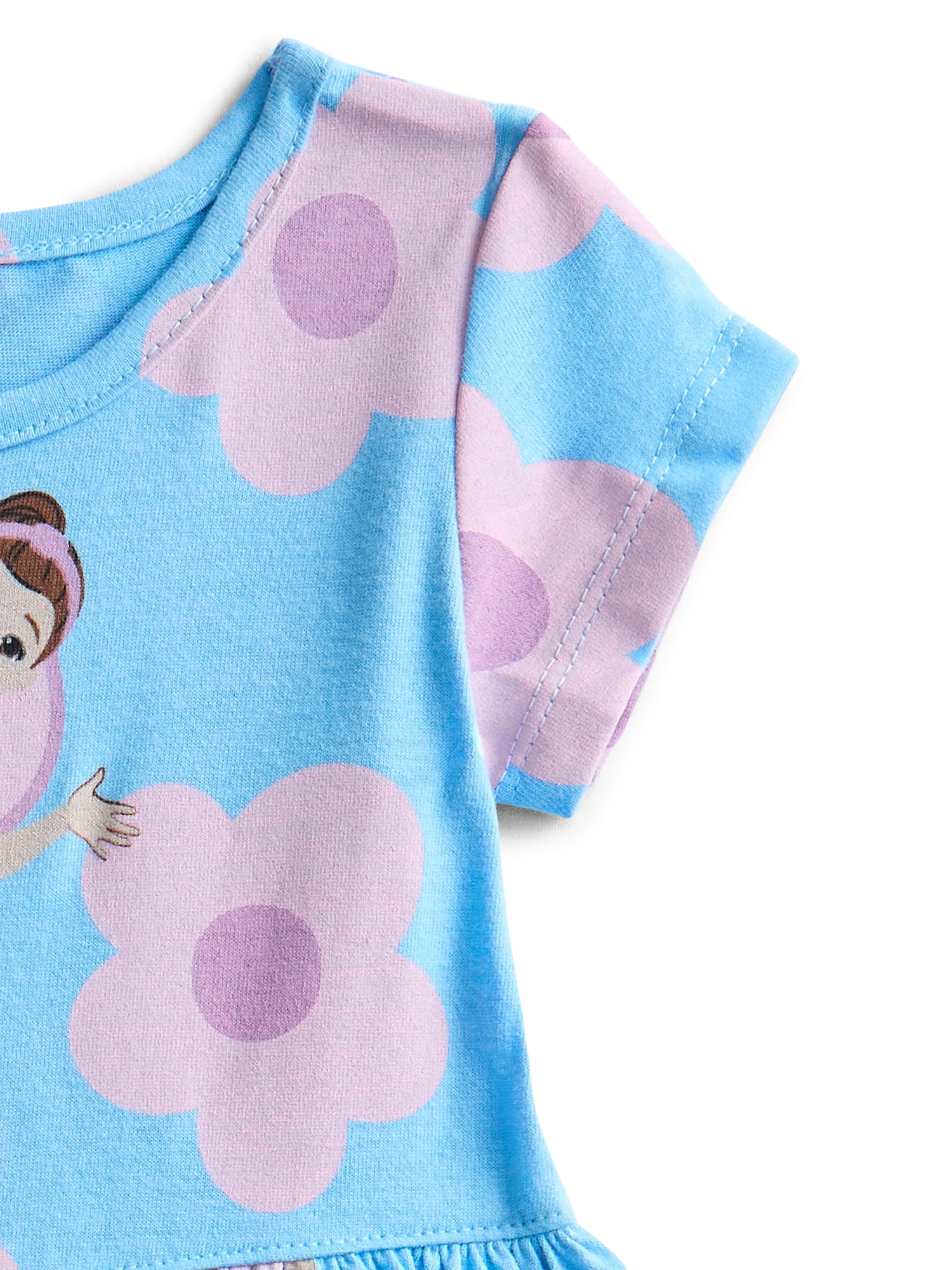 Ms. Rachel Toddler Girl Allover Print Dress with Short Sleeves, Sizes 12M-5T