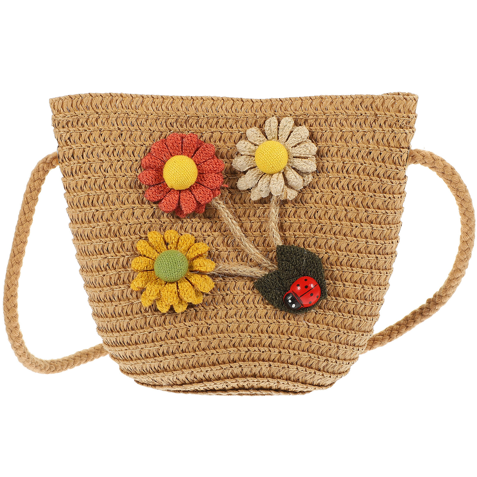 Girl Crossbody Pouch Lovely Small Crossbody Bag Beach Kids Straw Woven