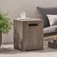 thumbnail image 2 of Jasmine Outdoor Metal Tank Holder Side Table, Brown Wood Pattern, 2 of 7