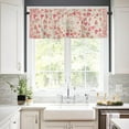 thumbnail image 3 of Retro Valentine''s 3 PCS Kitchen Curtain Valance and Tiers Set, Rod Pocket Small Half Tier Valances Window Curtains Panel, Vintage Spring Flower Botanical Love 55"x24" (Set of 2 Tiers & Valance), 3 of 5