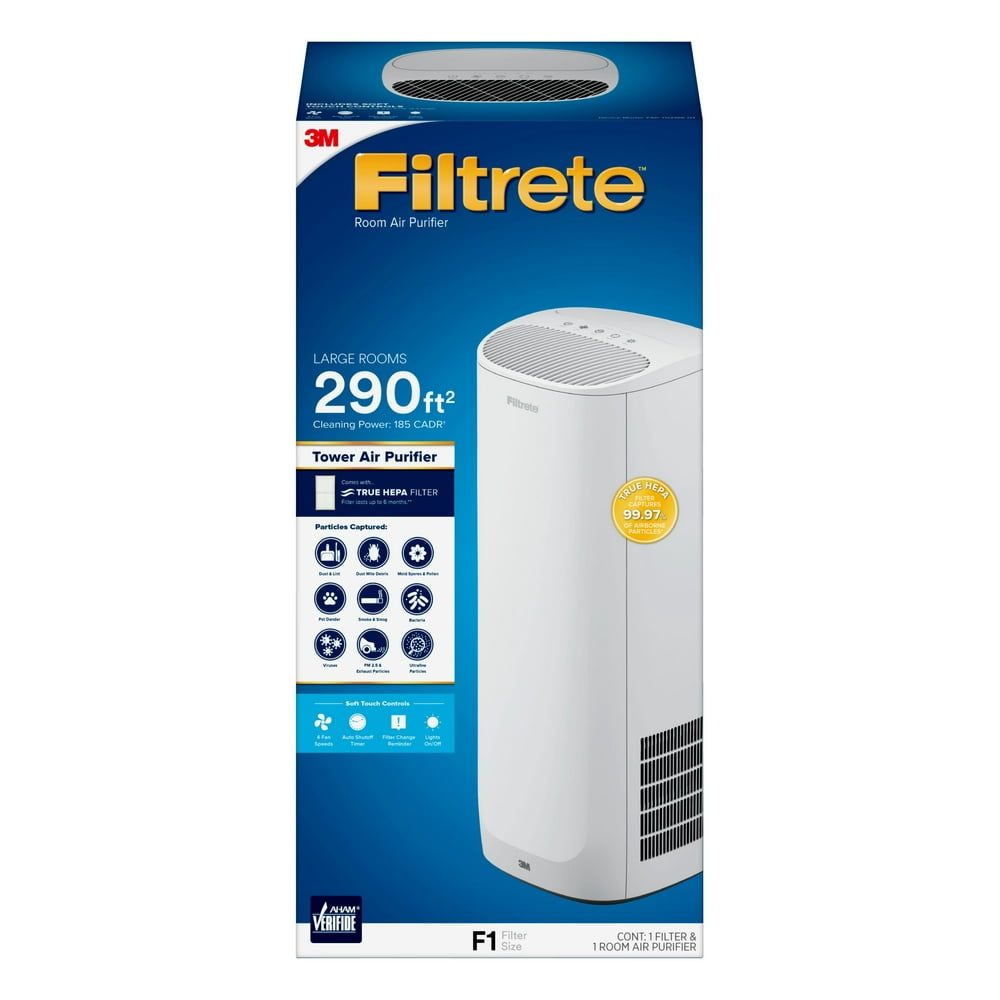 Filtrete by 3M Room Air Purifier, Large Room Tower, 290 Sq ft Coverage