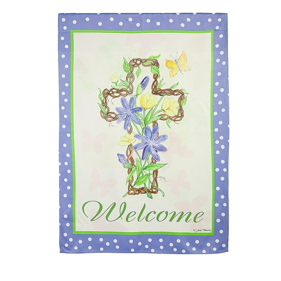 Evergreen Suede Textured House Flag - Easter Welcome, 29 x 43 inch Double Sided
