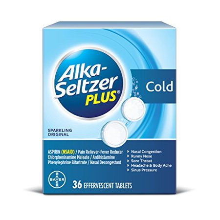 2 Packs Alka-Seltzer Plus Cold Formula Effervescent Tablets Original 36 Count Ea
