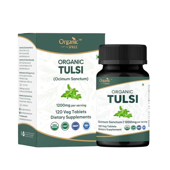 ORGANIC SPREE Tulsi (Holy Basil) 120 Tablets – USDA Organic Certified