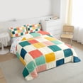 thumbnail image 3 of Homewish Vintage Colorful Plaid Queen Comforter Set for Kids, Square Checkered Buffalo Bedding Sets, Chic Art Abstract Reversible Bedding Comforter Set, Lightweight Room Decor, 3-Piece, 3 of 8