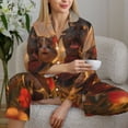 thumbnail image 5 of KLL Cat Dog Friendship Print Women's Long Sleeve Pajamas with Pants Sleepwear Loungewear 2 Set-Small, 5 of 7