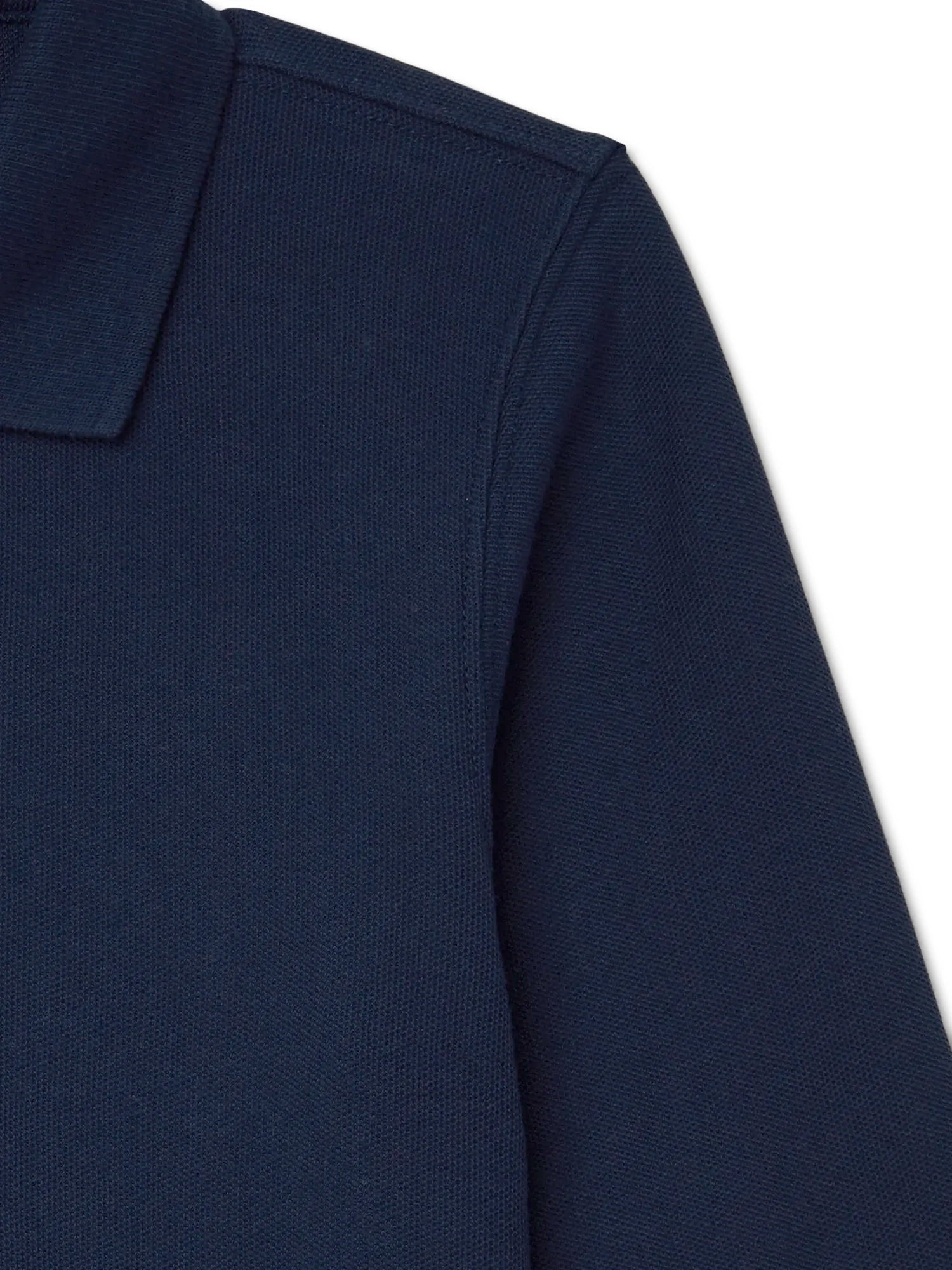 Wonder Nation Boys School Uniform Long Sleeve Pique Polo Shirt, 2-Pack, Sizes 4-18 & Husky