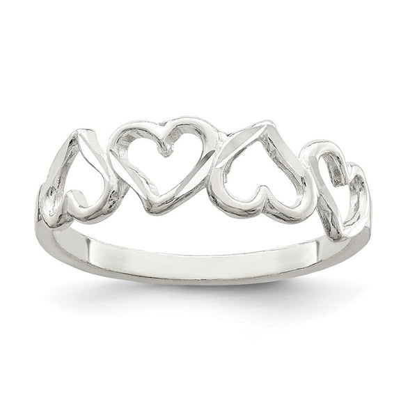 925 Sterling Silver Solid Polished Sparkle-Cut Love Heart Ring Size 8 2mm Wide Statement Ring for Women