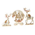 thumbnail image 3 of Juego de 3 estatuas de ciervos con caracteres chinos para decoración de mesa, estatuas de animales coleccionables para escritorio, regalo de boda Personaje de Fu blanco, 3 of 7