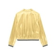 thumbnail image 6 of vastwit Women's Shiny Metallic Bomber Jacket Zip Up Striped Coat Outerwear Plus Size Windbreaker Gold M, 6 of 6