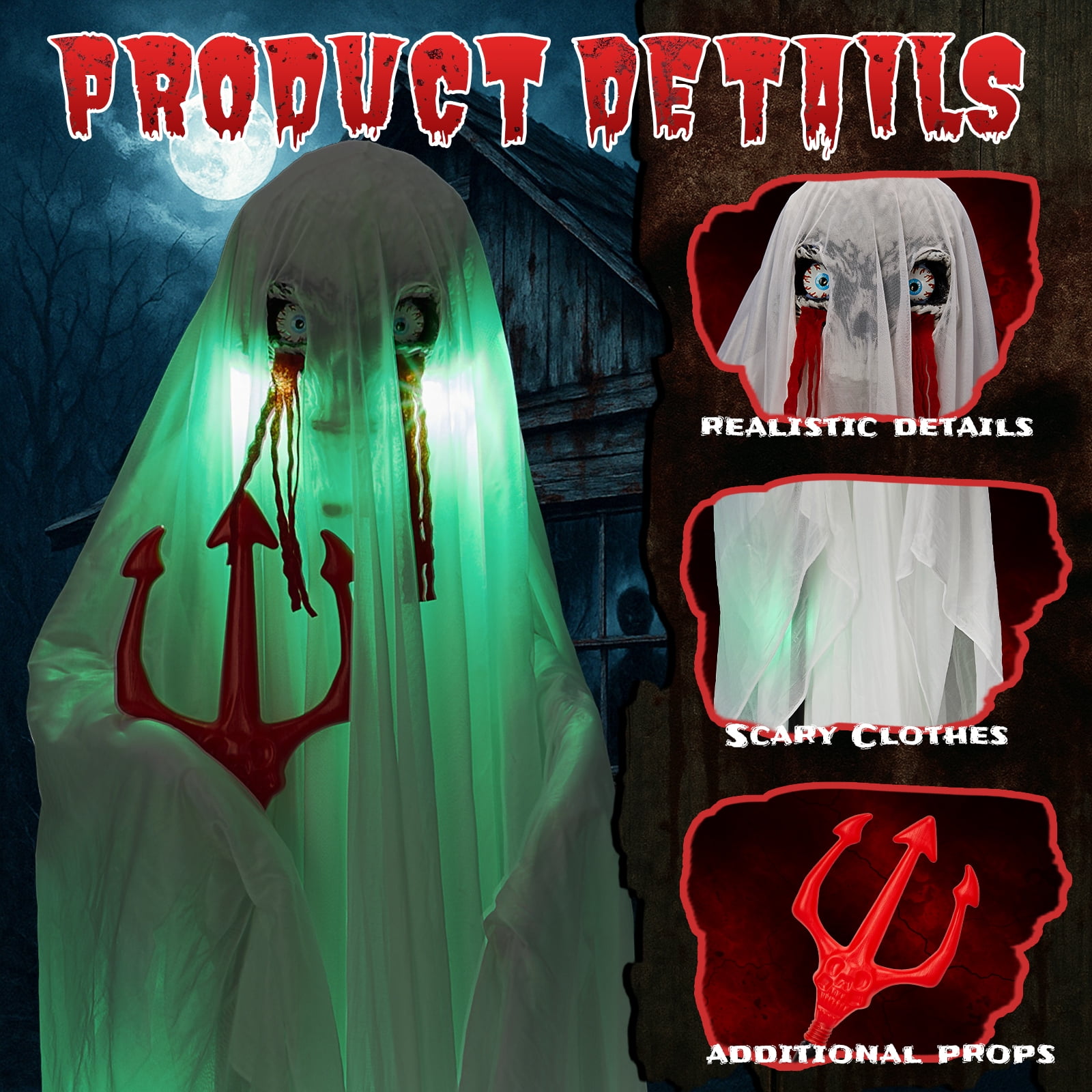 Zimtown 5FT Halloween Animatronic Standing Ghost The Sound
