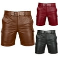 thumbnail image 4 of HOZADOIE Cargo Shorts for Men Leather Extra Plus Size Solid Color Button Zipper Waistband Versatile 5 Inseam Lounge Casual Shorts with Multiple Pockets without a Belt, 4 of 4