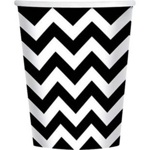 Black & White Chevron 9Oz Cups (18 Pack) - Party Supplies